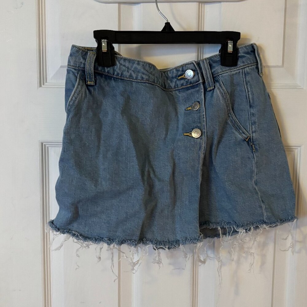 Denim Button-Up Frayed Hem Skort - Originally 54 - AT LOWEST SUGGESTED LISTING